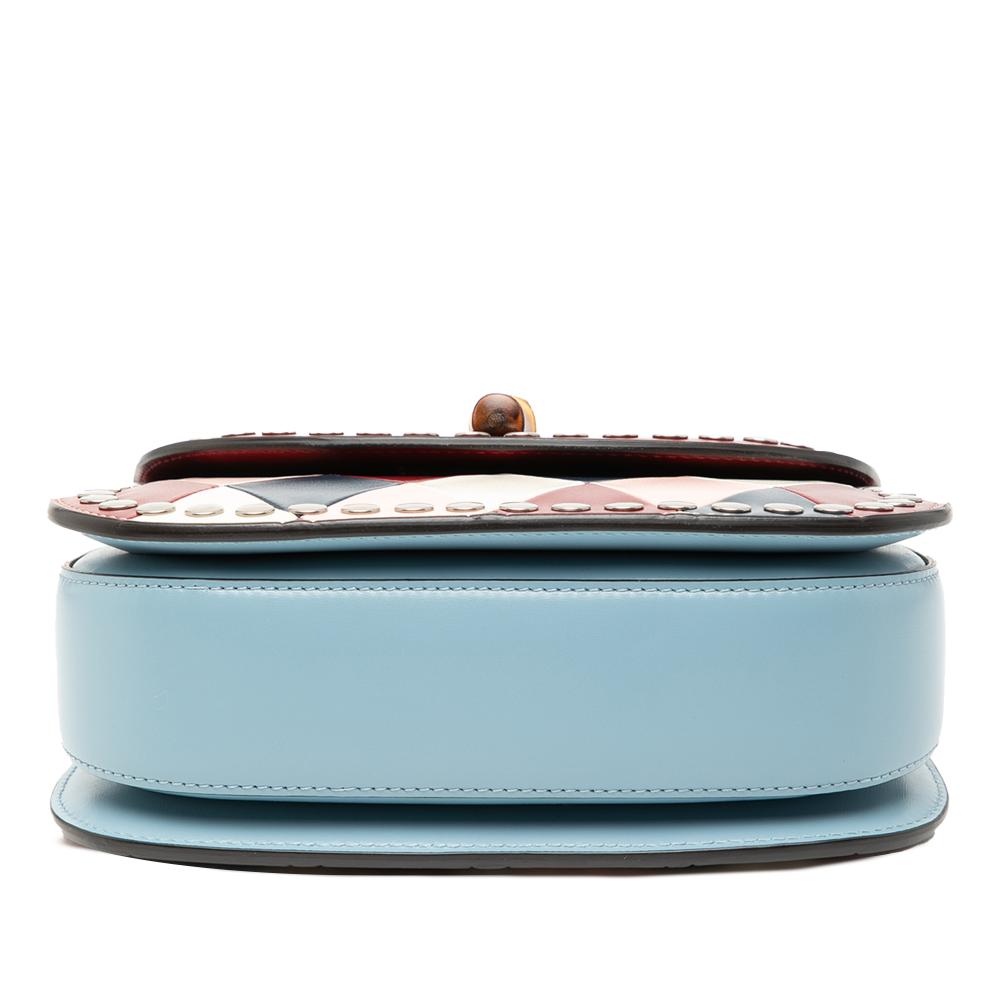 Gucci AB Gucci Red Calf Leather Small skin Bamboo Lovelight 1947 Top Handle Bag Italy