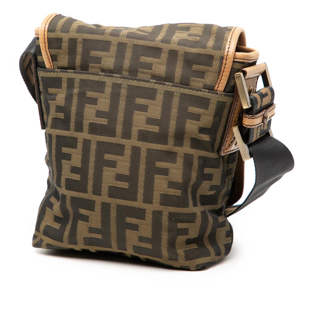 Fendi B Fendi Brown Canvas Fabric Mini FF Zucca Crossbody Italy
