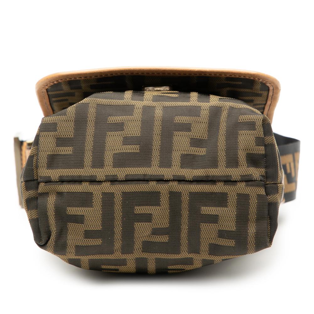 Fendi B Fendi Brown Canvas Fabric Mini FF Zucca Crossbody Italy