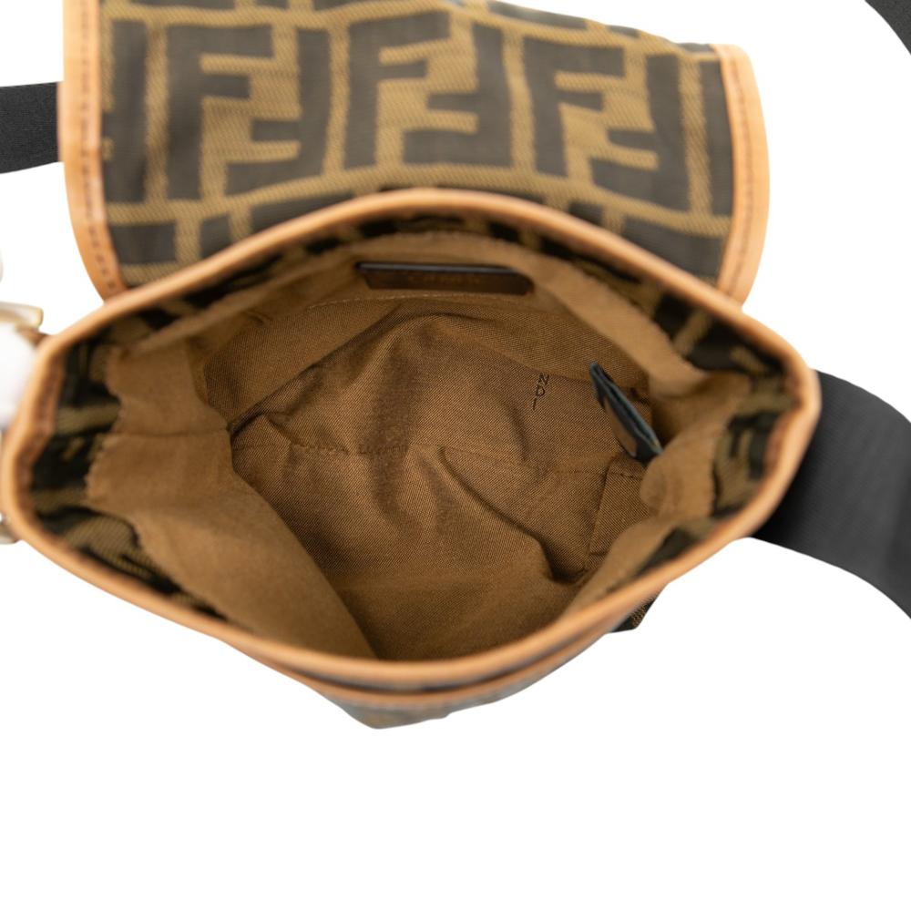 Fendi B Fendi Brown Canvas Fabric Mini FF Zucca Crossbody Italy