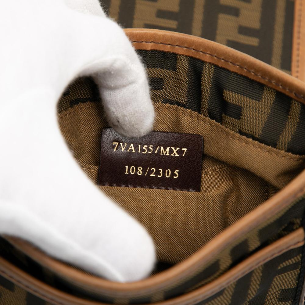 Fendi B Fendi Brown Canvas Fabric Mini FF Zucca Crossbody Italy