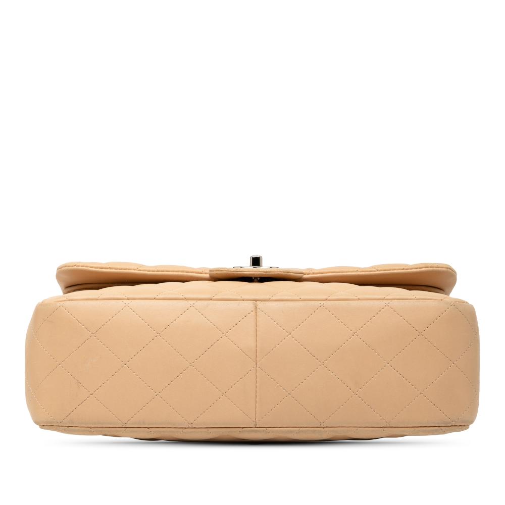 Chanel B Chanel Brown Beige Lambskin Leather Leather Jumbo Classic Lambskin Double Flap Italy