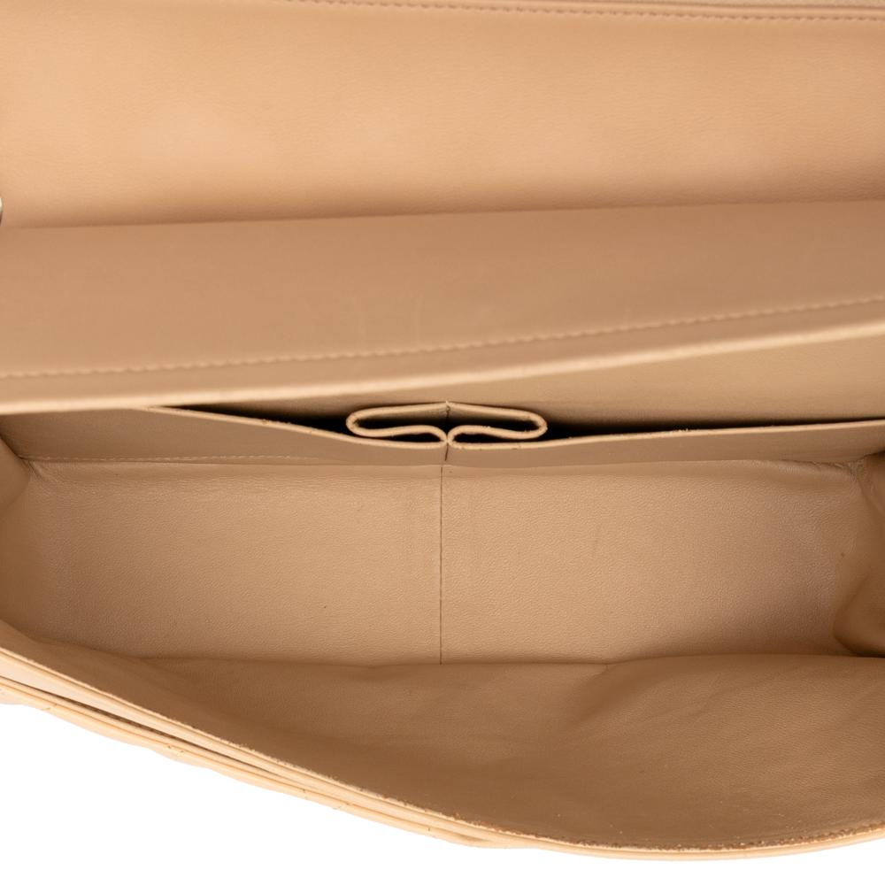 Chanel B Chanel Brown Beige Lambskin Leather Leather Jumbo Classic Lambskin Double Flap Italy