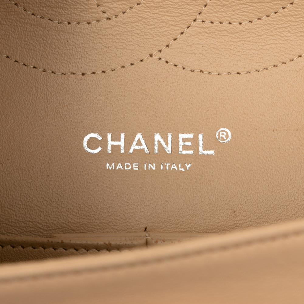 Chanel B Chanel Brown Beige Lambskin Leather Leather Jumbo Classic Lambskin Double Flap Italy