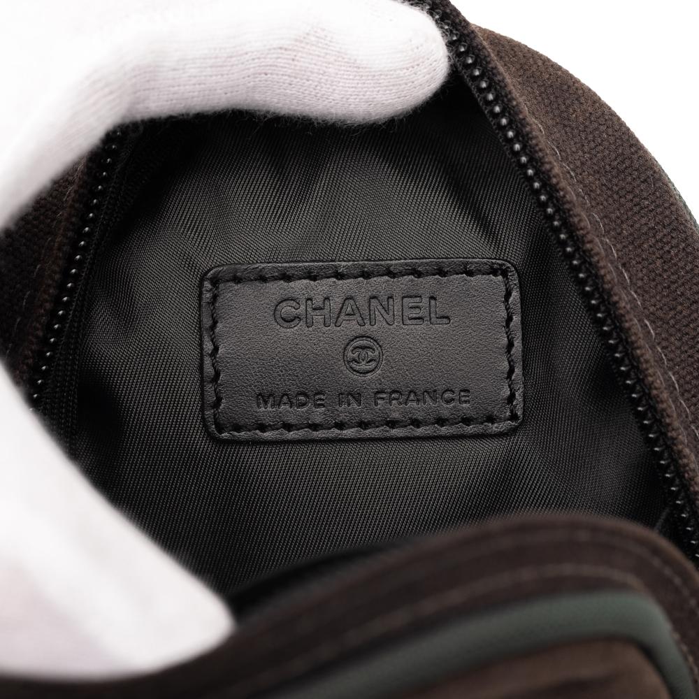 Chanel AB Chanel Brown Dark Brown Canvas Fabric CC Sports Line and Nylon Arm Pouch France