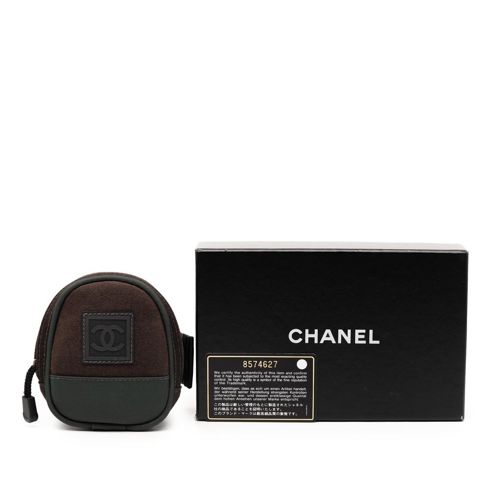 Chanel AB Chanel Brown Dark Brown Canvas Fabric CC Sports Line and Nylon Arm Pouch France