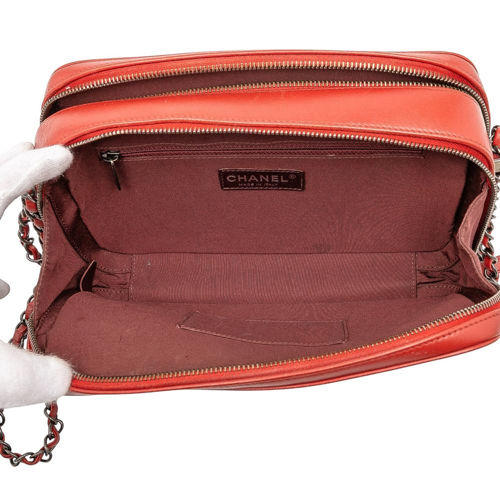 Chanel AB Chanel Red Lambskin Leather Leather Medium Quilted Lambskin Coco Boy Camera Bag Italy