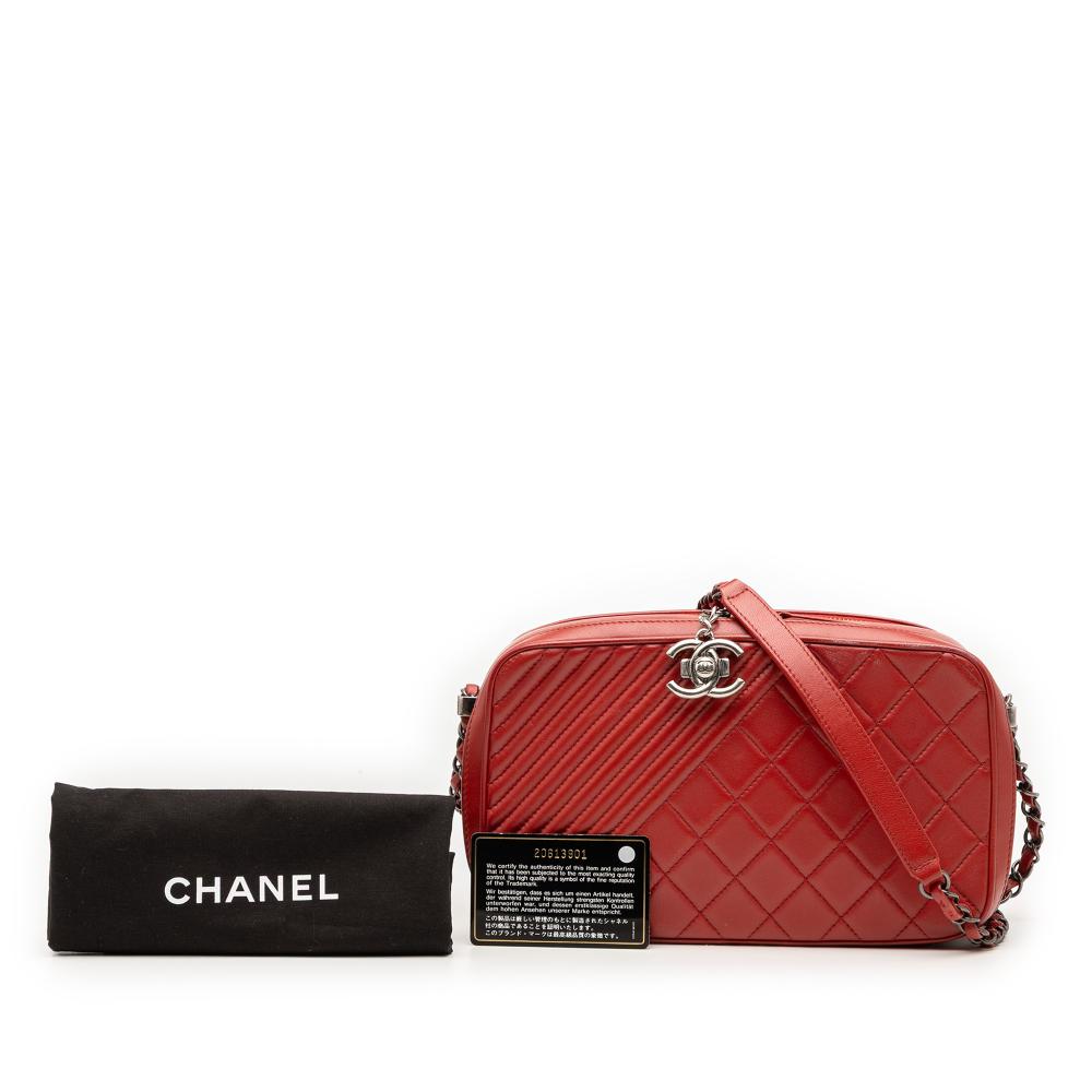 Chanel AB Chanel Red Lambskin Leather Leather Medium Quilted Lambskin Coco Boy Camera Bag Italy