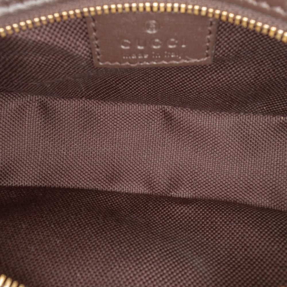 Gucci AB Gucci Brown Beige Coated Canvas Fabric Mini GG Supreme Moon Side Web Shoulder Bag Italy