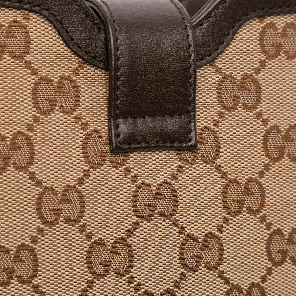 Gucci AB Gucci Brown Beige Coated Canvas Fabric Mini GG Supreme Moon Side Web Shoulder Bag Italy