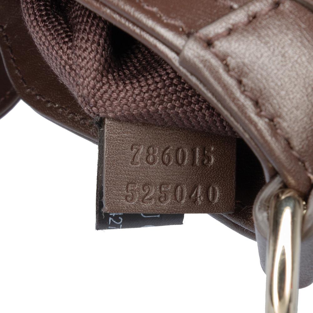 Gucci AB Gucci Brown Beige Coated Canvas Fabric Mini GG Supreme Moon Side Web Shoulder Bag Italy