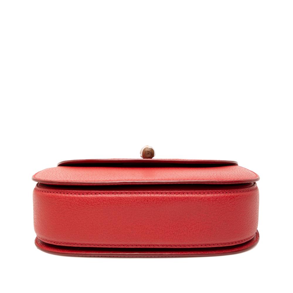 Gucci B Gucci Red Calf Leather Grained skin Bamboo Night Italy