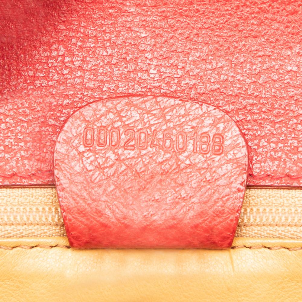 Gucci B Gucci Red Calf Leather Grained skin Bamboo Night Italy