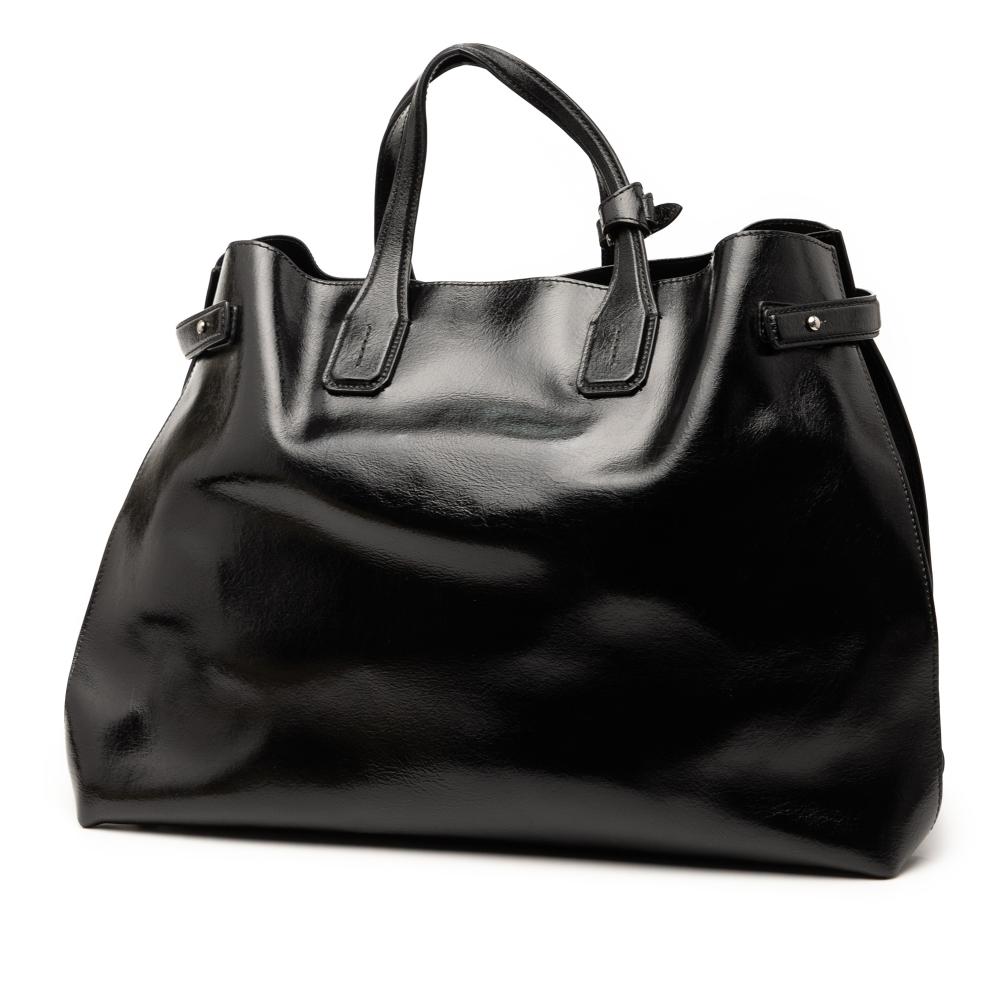 Burberry B Burberry Black Calf Leather Large Soft skin Banner Satchel Italy