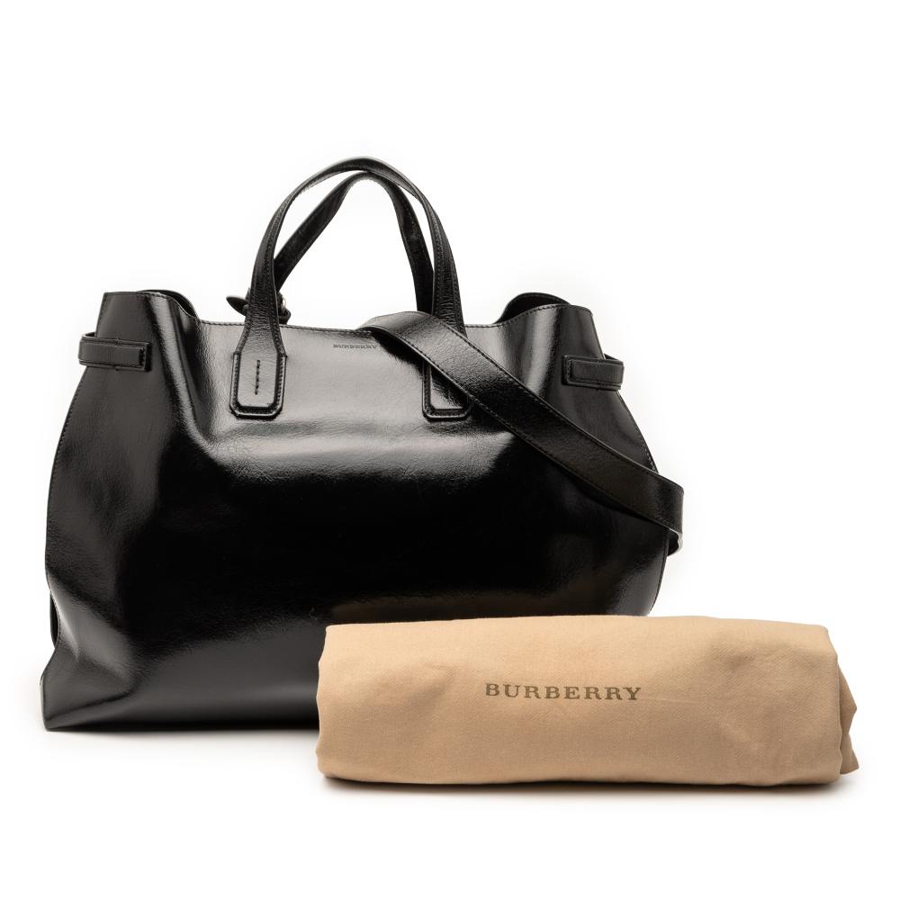 Burberry B Burberry Black Calf Leather Large Soft skin Banner Satchel Italy
