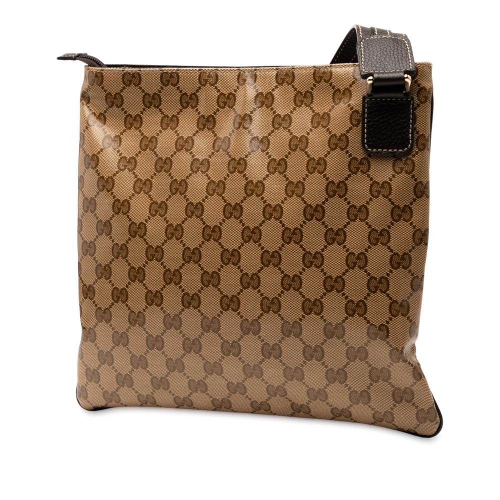 Gucci AB Gucci Brown Beige PVC Plastic GG Crystal Crossbody Italy