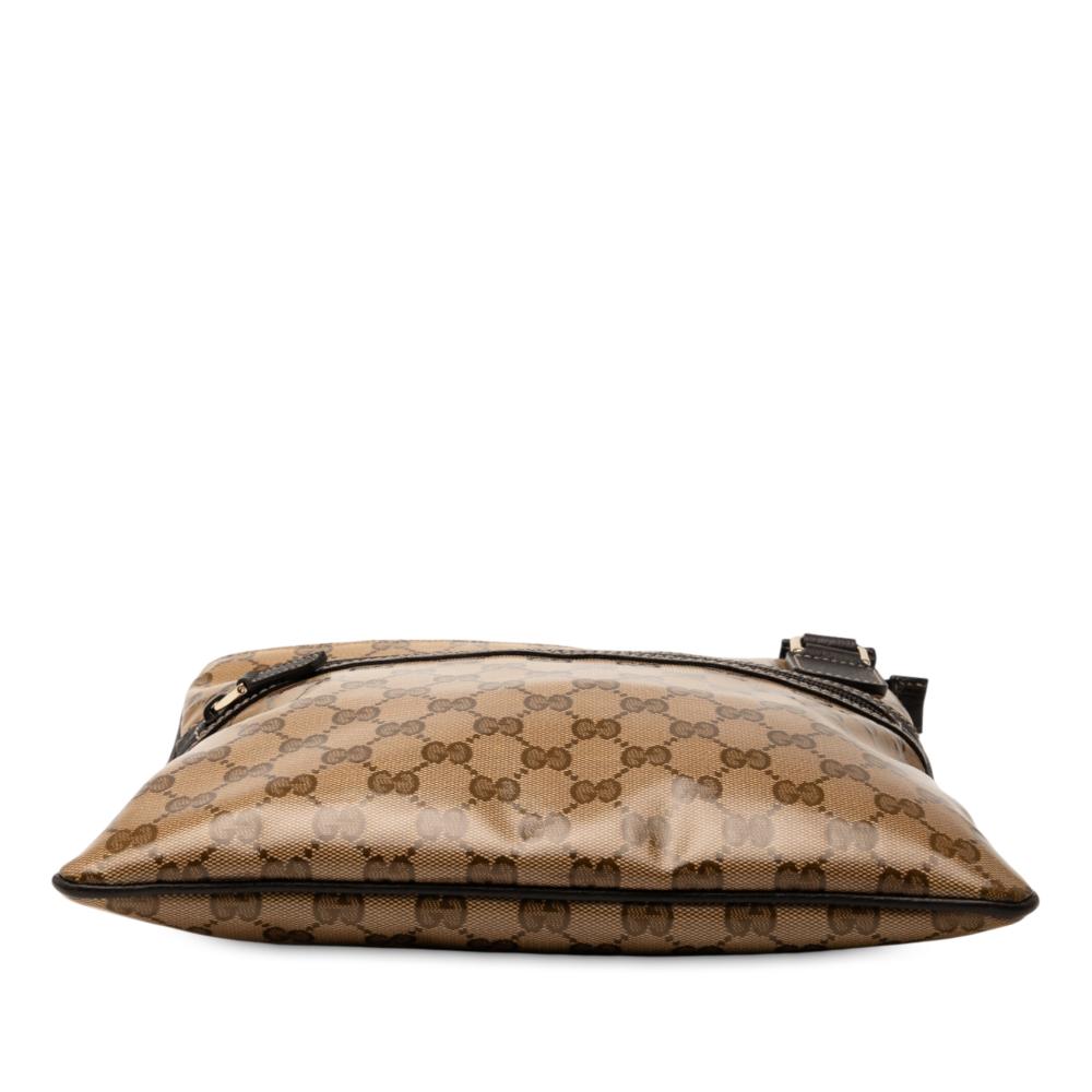 Gucci AB Gucci Brown Beige PVC Plastic GG Crystal Crossbody Italy