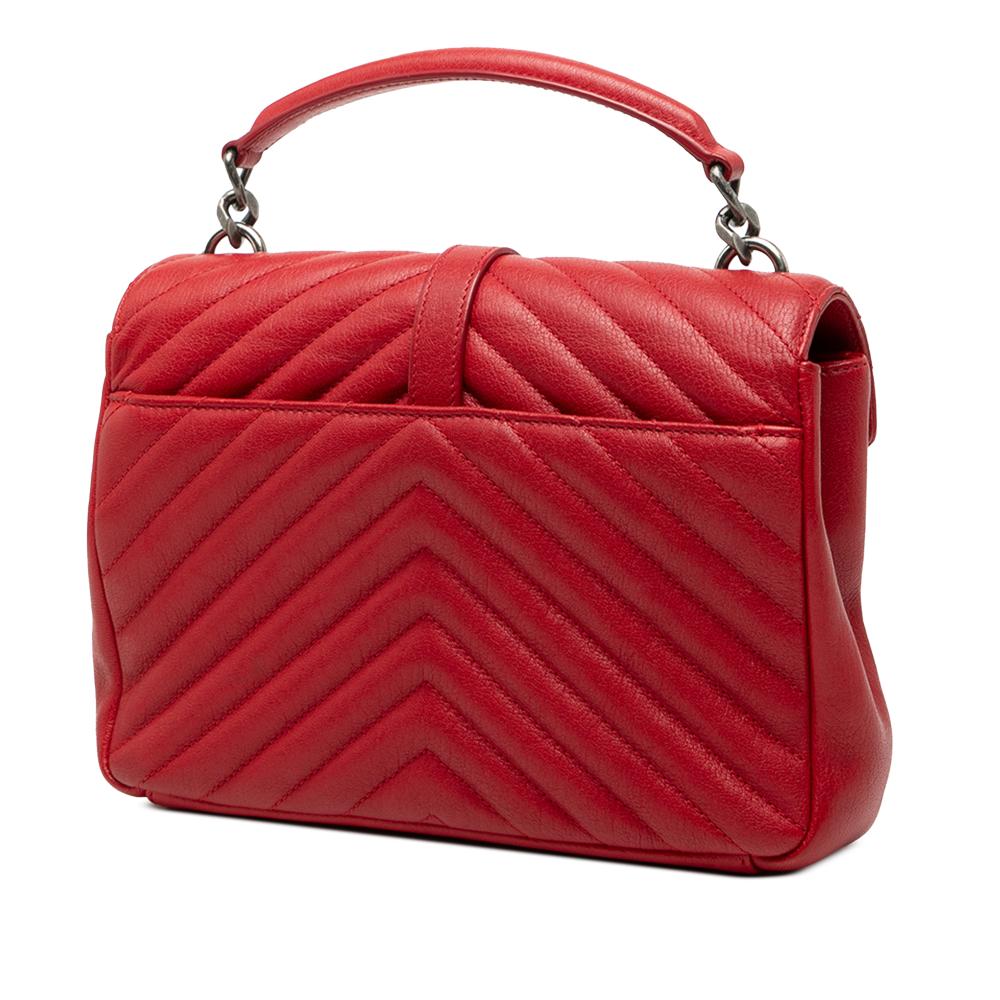 Saint Laurent B Saint Laurent Red Sheepskin Leather Leather Medium Quilted Chevron Sheepskin College Satchel Italy