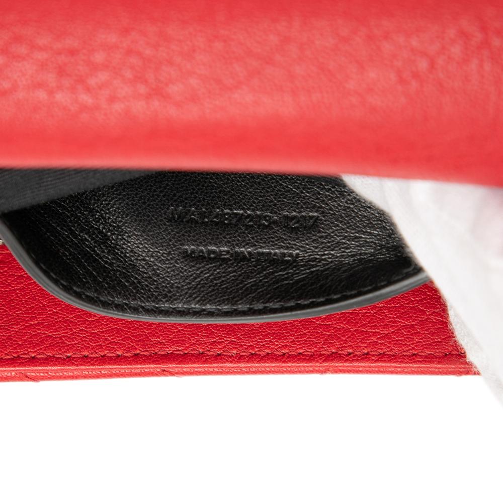 Saint Laurent B Saint Laurent Red Sheepskin Leather Leather Medium Quilted Chevron Sheepskin College Satchel Italy