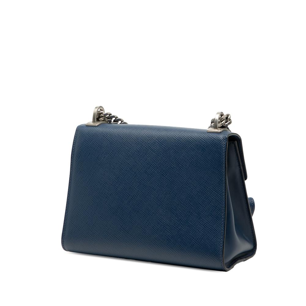 Prada AB Prada Blue Saffiano Leather Cuir Monochrome Robot Patches Envelope Chain Flap Italy
