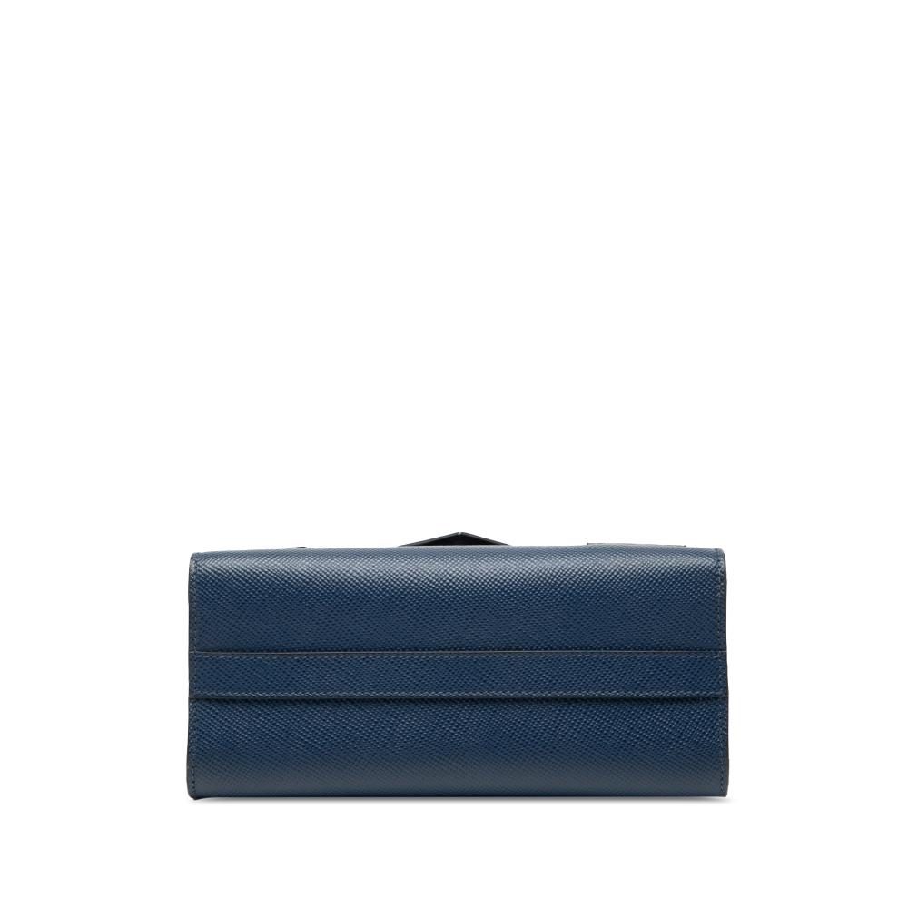 Prada AB Prada Blue Saffiano Leather Cuir Monochrome Robot Patches Envelope Chain Flap Italy