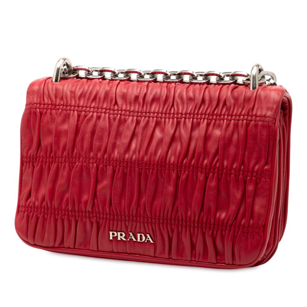 Prada AB Prada Red Nappa Leather Leather Nappa Gaufre Shoulder Bag Italy