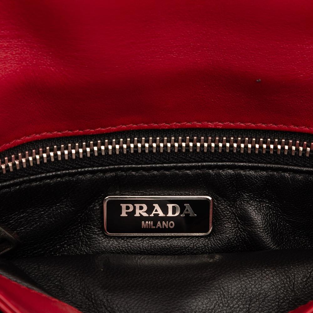 Prada AB Prada Red Nappa Leather Leather Nappa Gaufre Shoulder Bag Italy