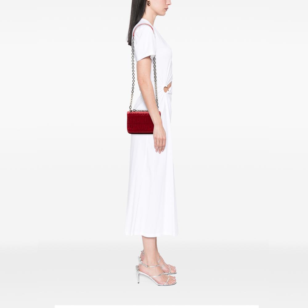 Prada AB Prada Red Nappa Leather Leather Nappa Gaufre Shoulder Bag Italy