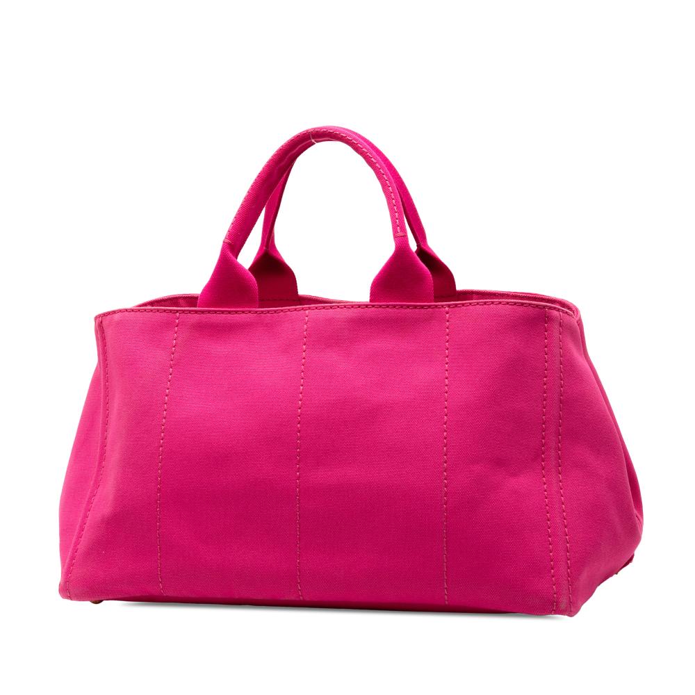 Prada B Prada Pink Hot Pink Canvas Fabric Large Canapa Logo Satchel Italy