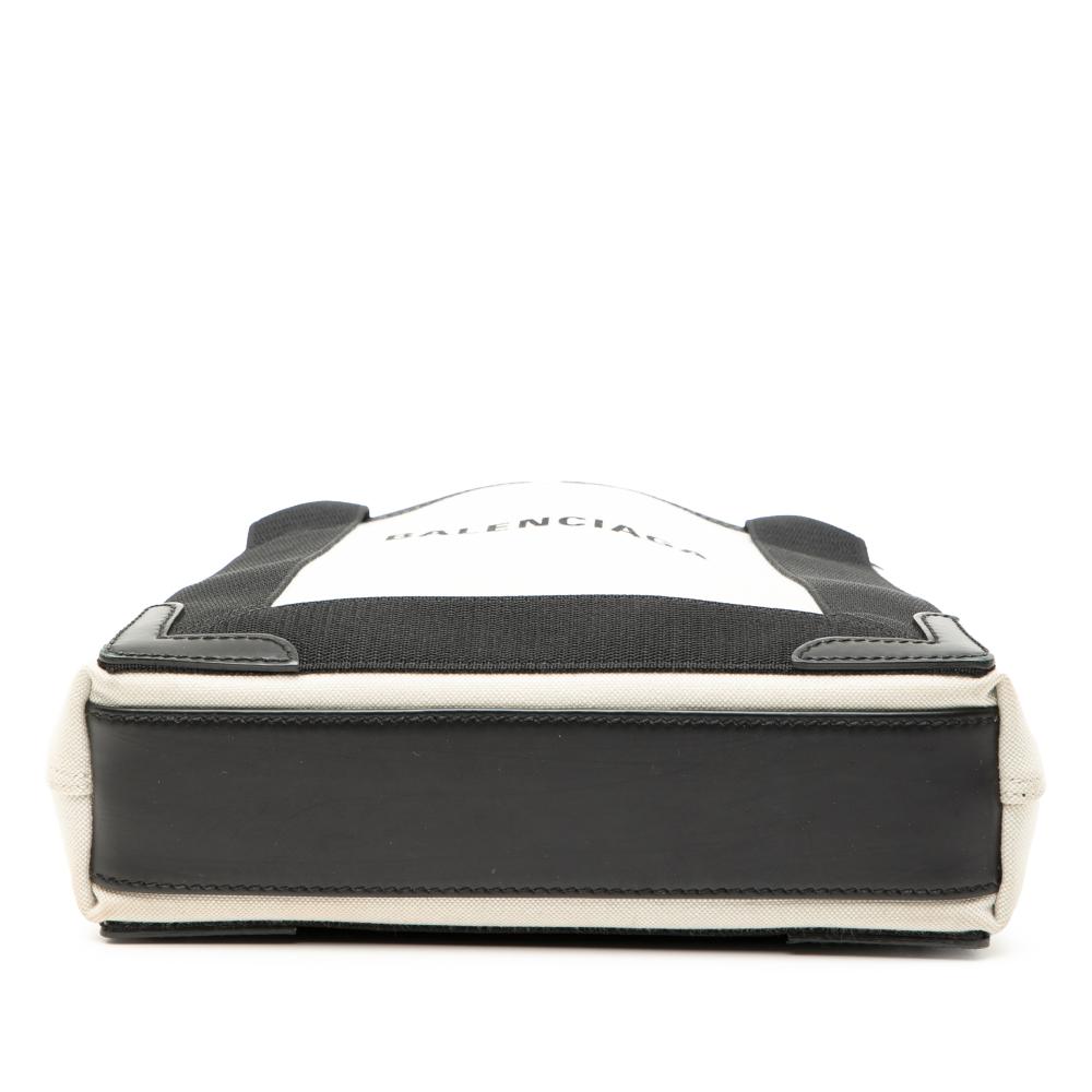 Balenciaga B Balenciaga White Canvas Fabric Navy Cabas XS Italy