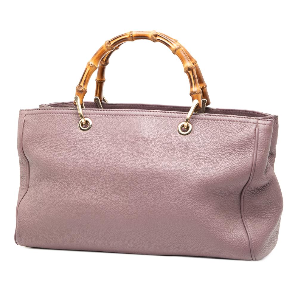Gucci B Gucci Pink Lily Calf Leather Medium skin Bamboo Shopper Satchel Italy