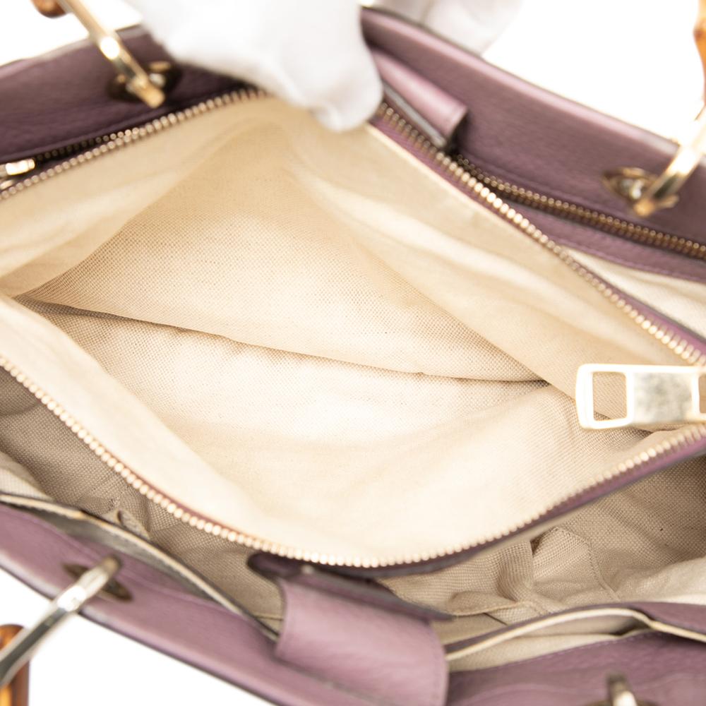 Gucci B Gucci Pink Lily Calf Leather Medium skin Bamboo Shopper Satchel Italy