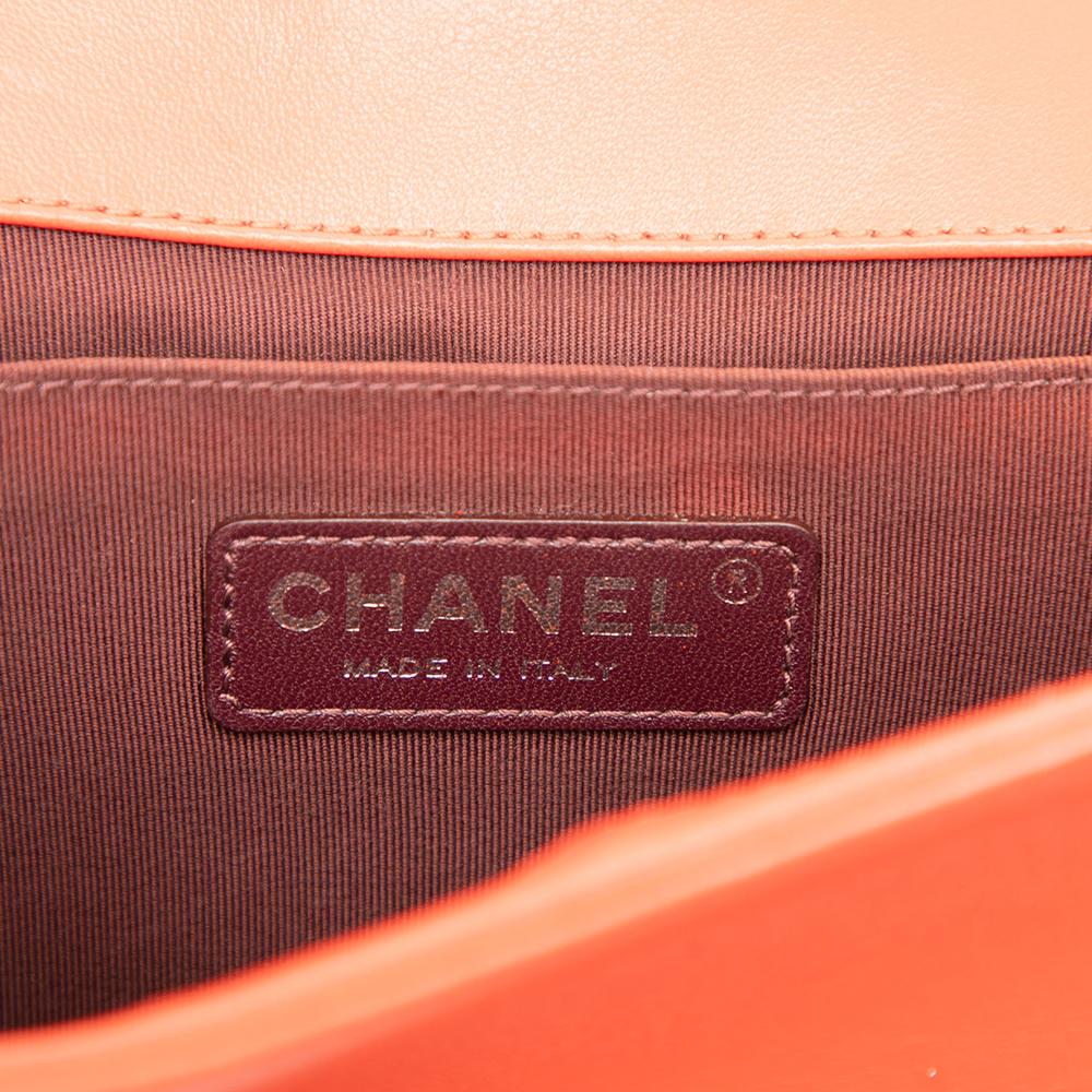 Chanel B Chanel Red Lambskin Leather Leather Old Medium Chevron Lambskin Boy Flap Italy