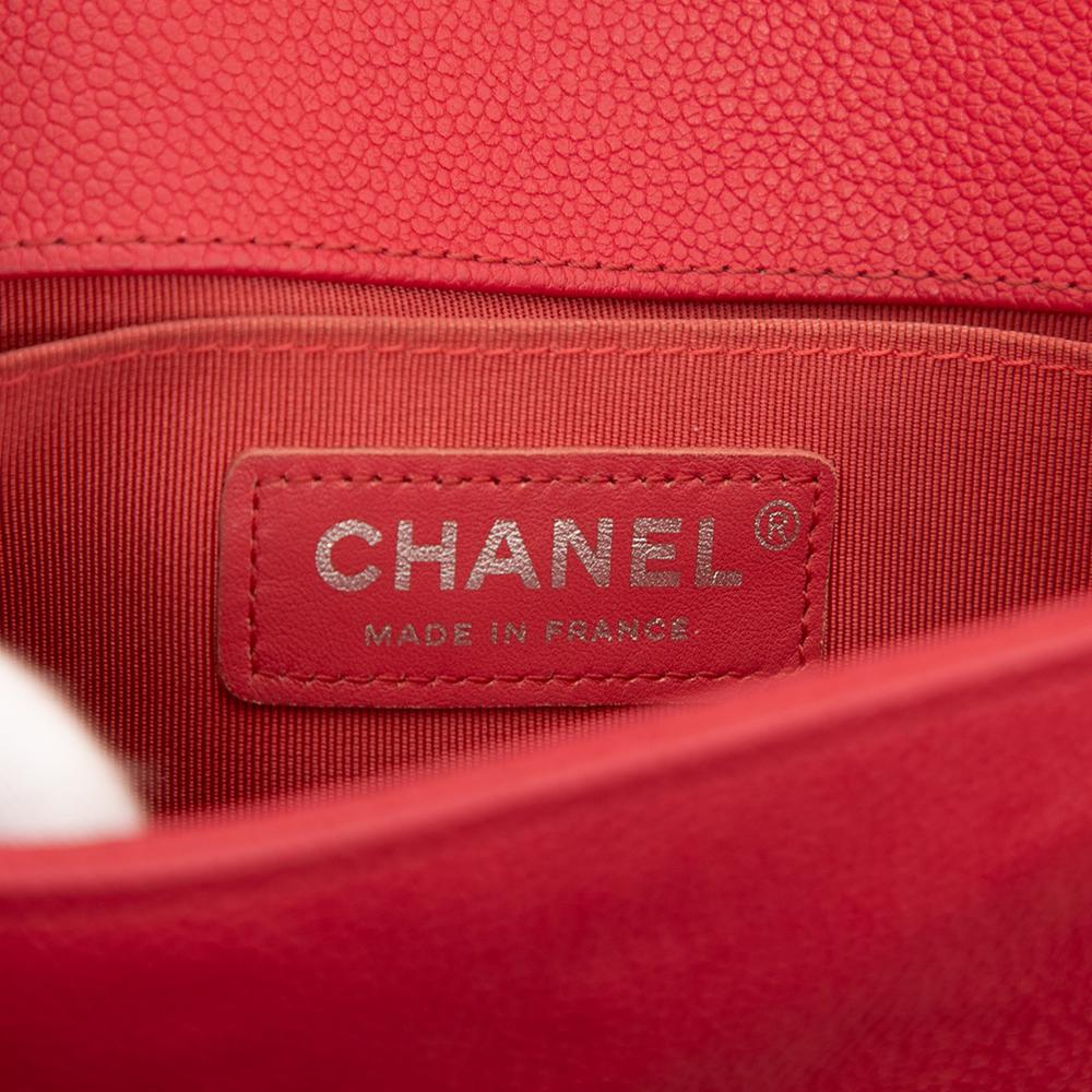 Chanel AB Chanel Red Caviar Leather Leather Small Quilted Caviar Boy Flap France