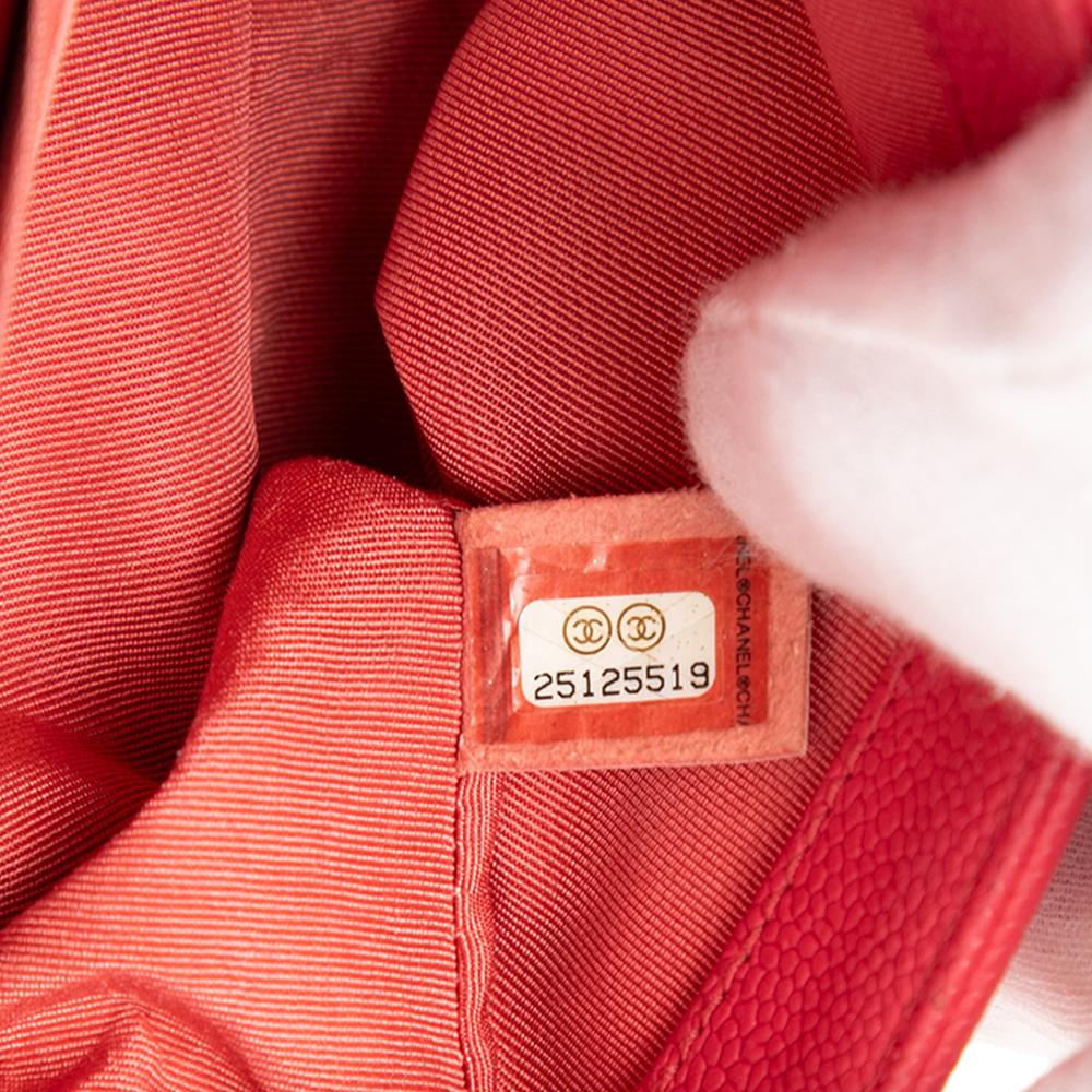 Chanel AB Chanel Red Caviar Leather Leather Small Quilted Caviar Boy Flap France