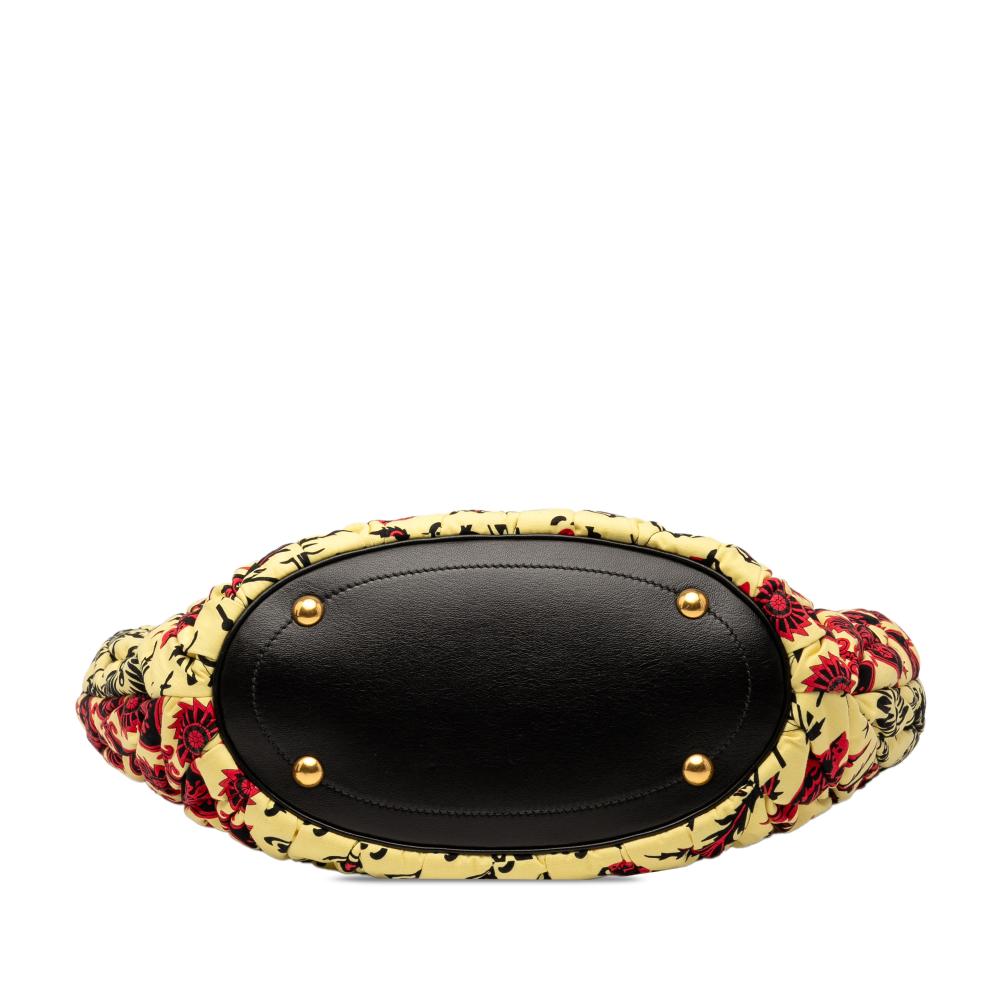 Miu Miu B Miu Miu Yellow Canvas Fabric Limited Edition Matelasse Printed Handbag Italy