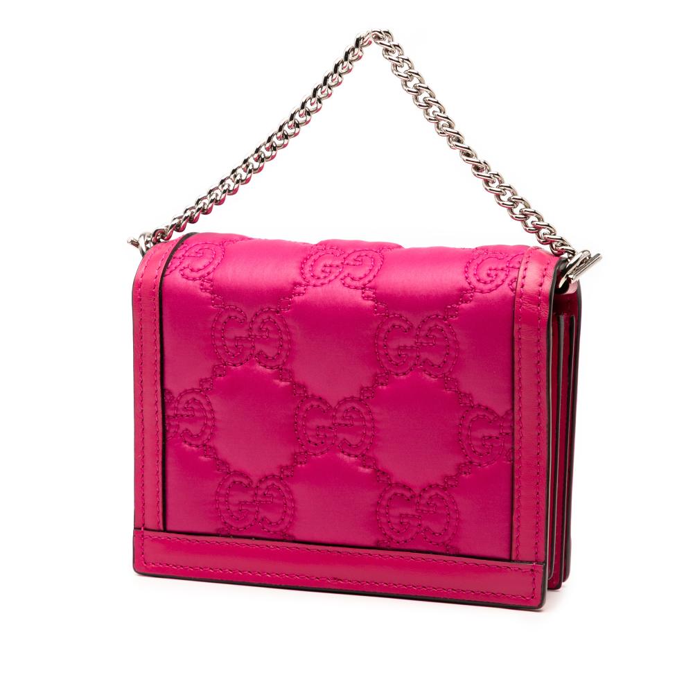 Gucci AB Gucci Pink Calf Leather Mini GG Embossed Satchel Italy