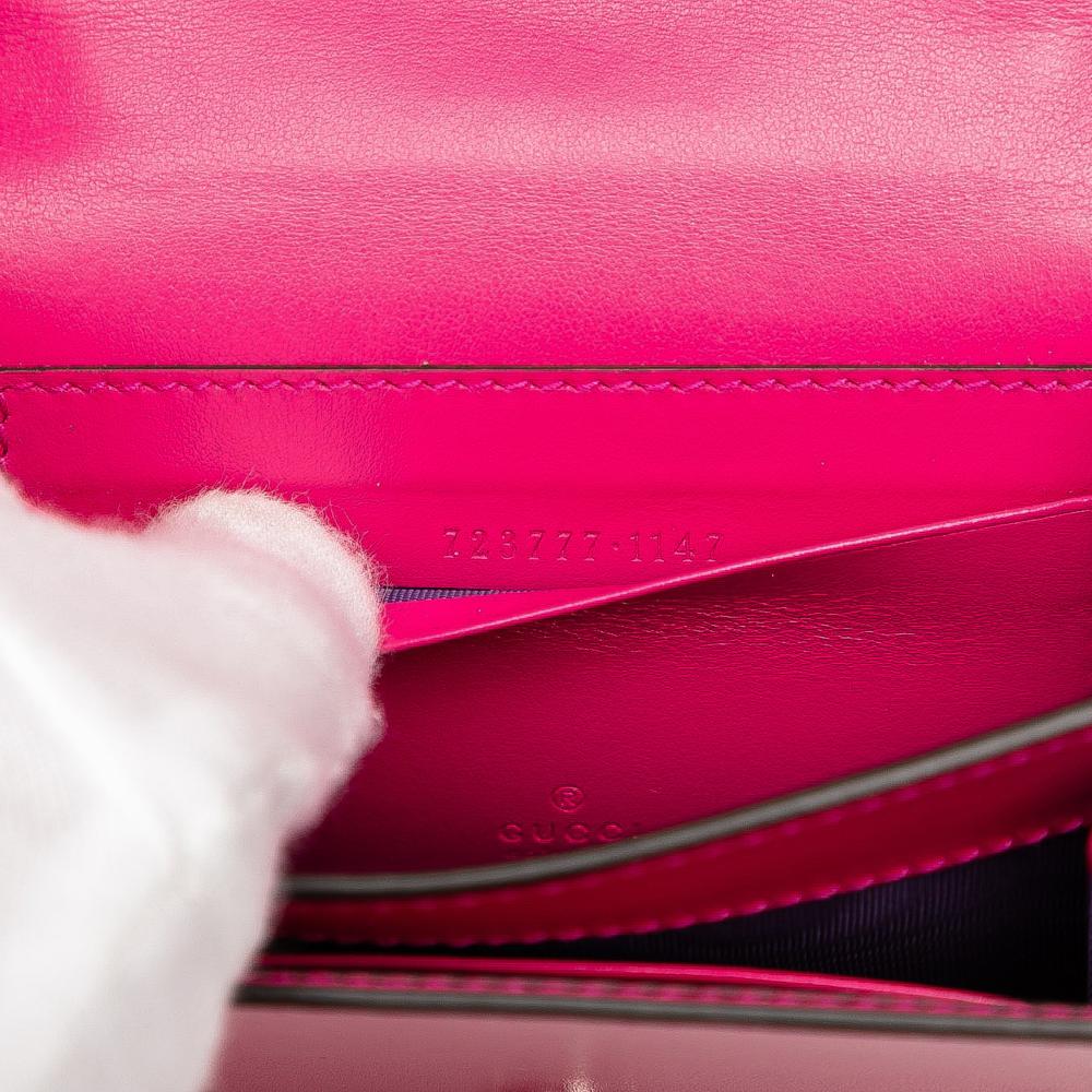 Gucci AB Gucci Pink Calf Leather Mini GG Embossed Satchel Italy