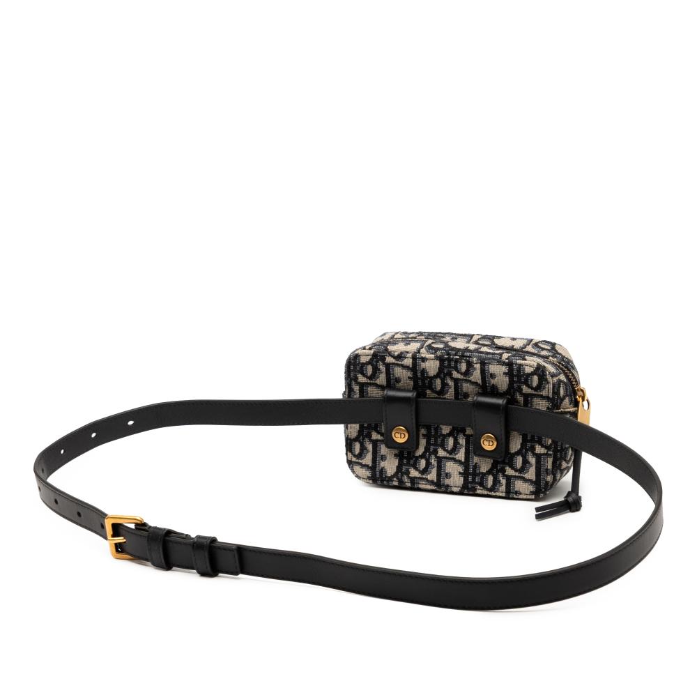 Christian Dior AB Dior Blue Navy Canvas Fabric Oblique Belt Pouch Italy