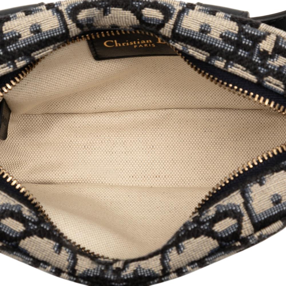 Christian Dior AB Dior Blue Navy Canvas Fabric Oblique Belt Pouch Italy