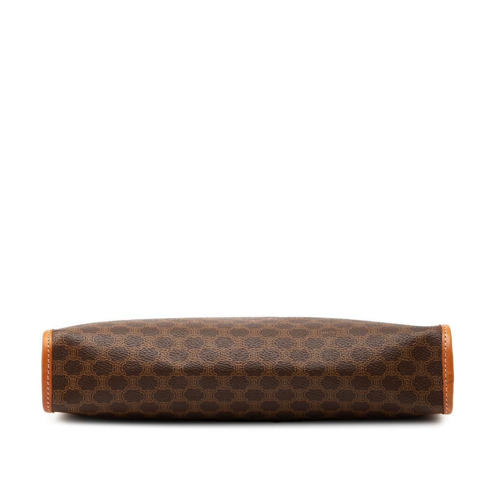 Celine B Celine Brown Coated Canvas Fabric Macadam Clutch Italy