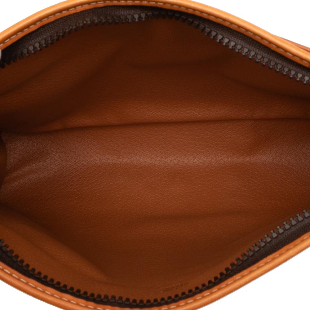 Celine B Celine Brown Coated Canvas Fabric Macadam Clutch Italy