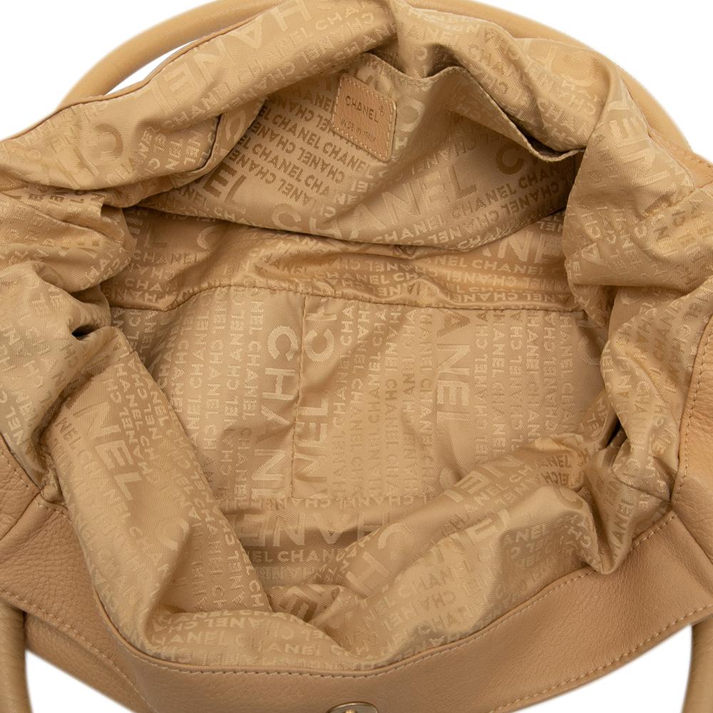 Chanel B Chanel Brown Beige Calf Leather Grained skin CC Dice Tote Italy