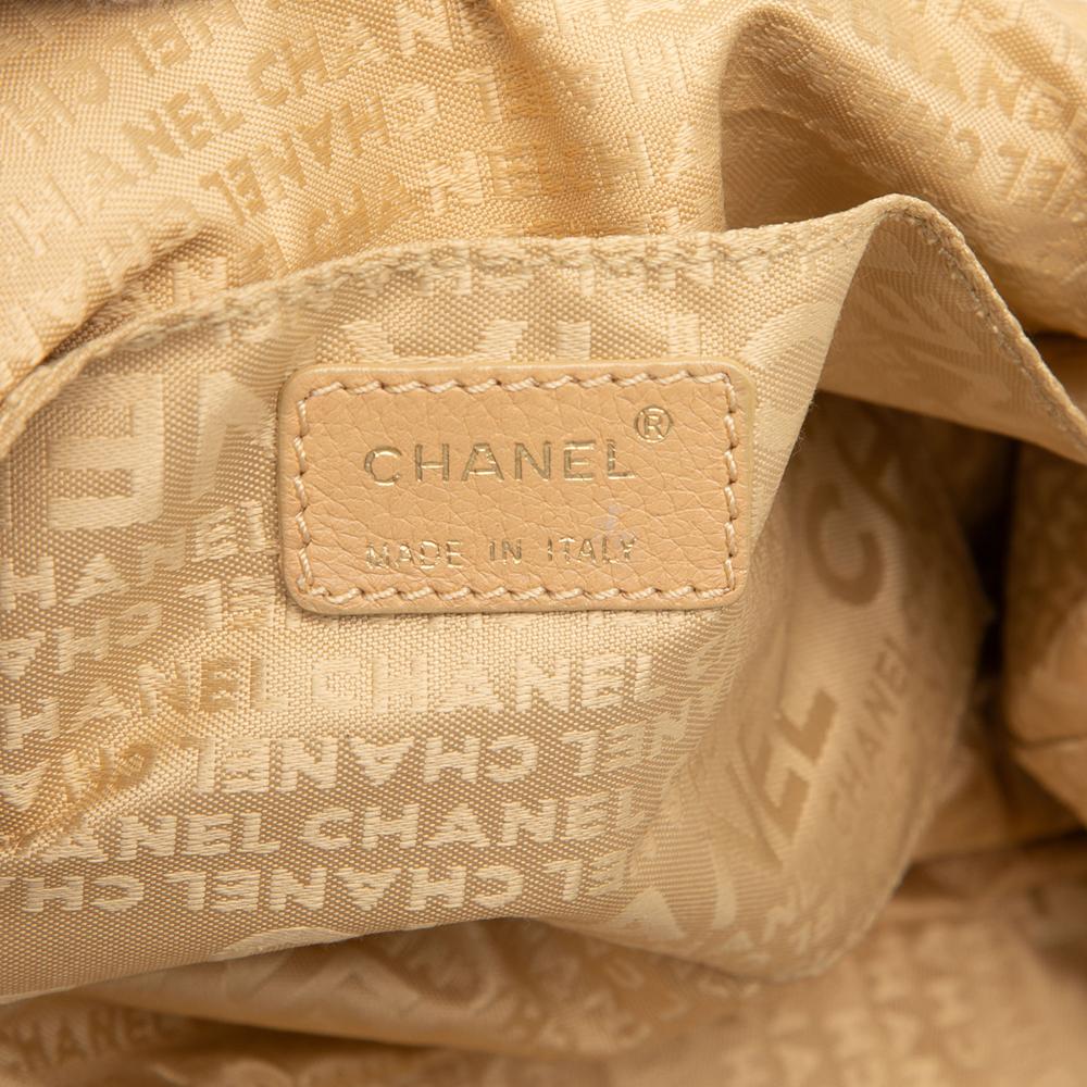 Chanel B Chanel Brown Beige Calf Leather Grained skin CC Dice Tote Italy