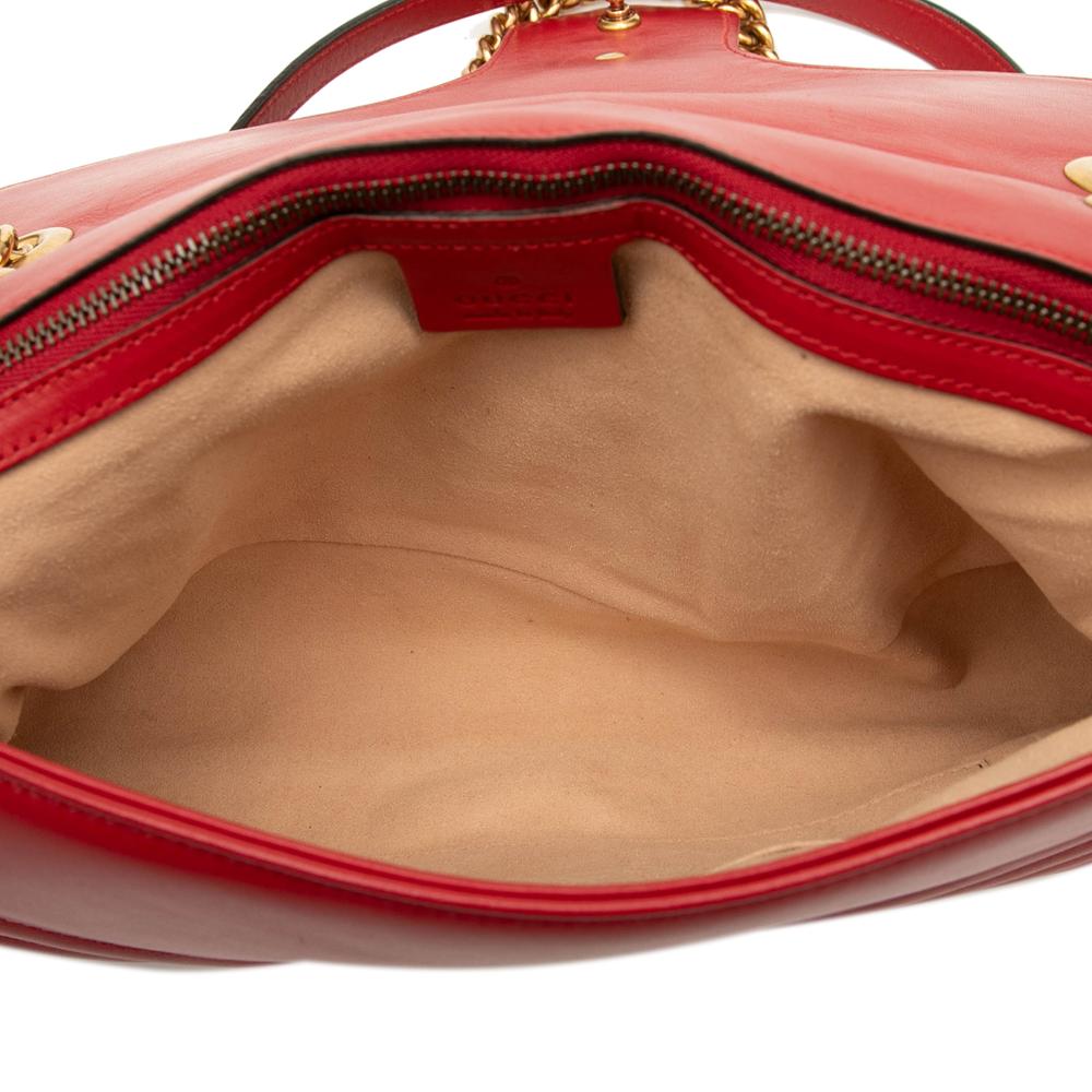 Gucci B Gucci Red Calf Leather Large GG Marmont Matelasse Shoulder Bag Italy