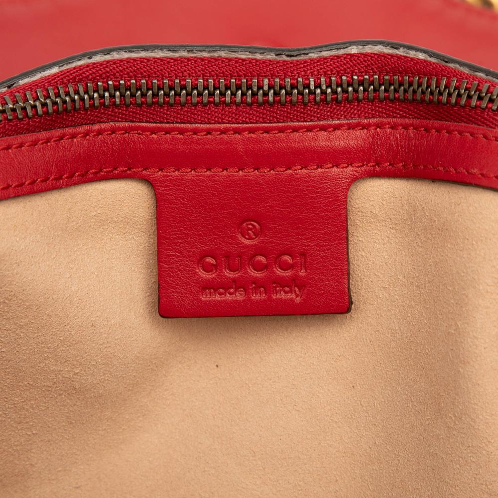 Gucci B Gucci Red Calf Leather Large GG Marmont Matelasse Shoulder Bag Italy