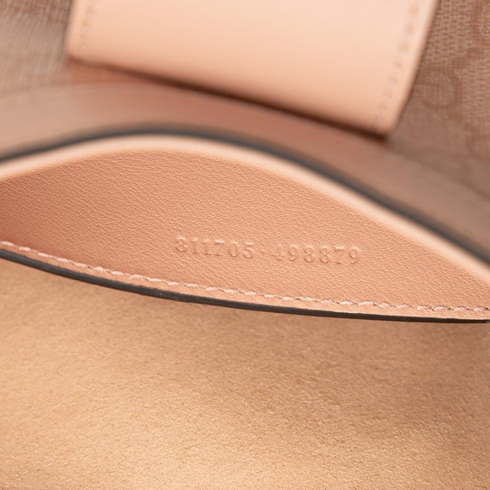 Gucci AB Gucci Pink Coated Canvas Fabric Small GG Supreme Padlock Shoulder Bag Italy