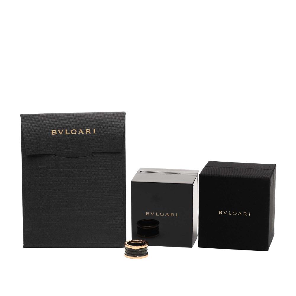 Bvlgari B Bvlgari Pink Rose Gold 18k Rose Gold Metal 18K Rose Gold and Bowenite B Zero1 Four Band Ring Italy