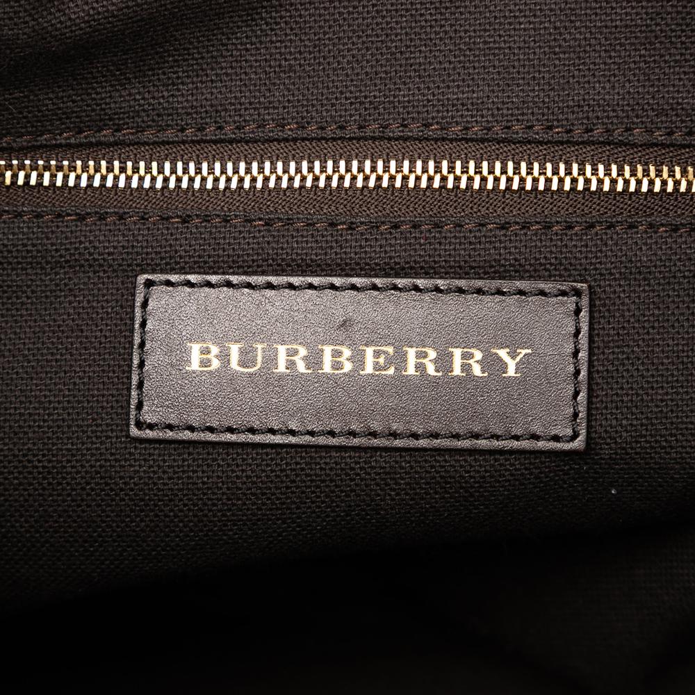 Burberry AB Burberry Brown Beige Coated Canvas Fabric Small Haymarket Check Salisbury Tote Moldova