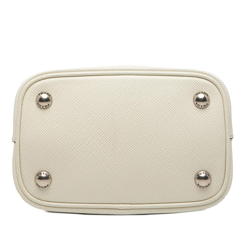 Prada AB Prada White Saffiano Leather Small Cuir Smalto Panier Satchel Italy